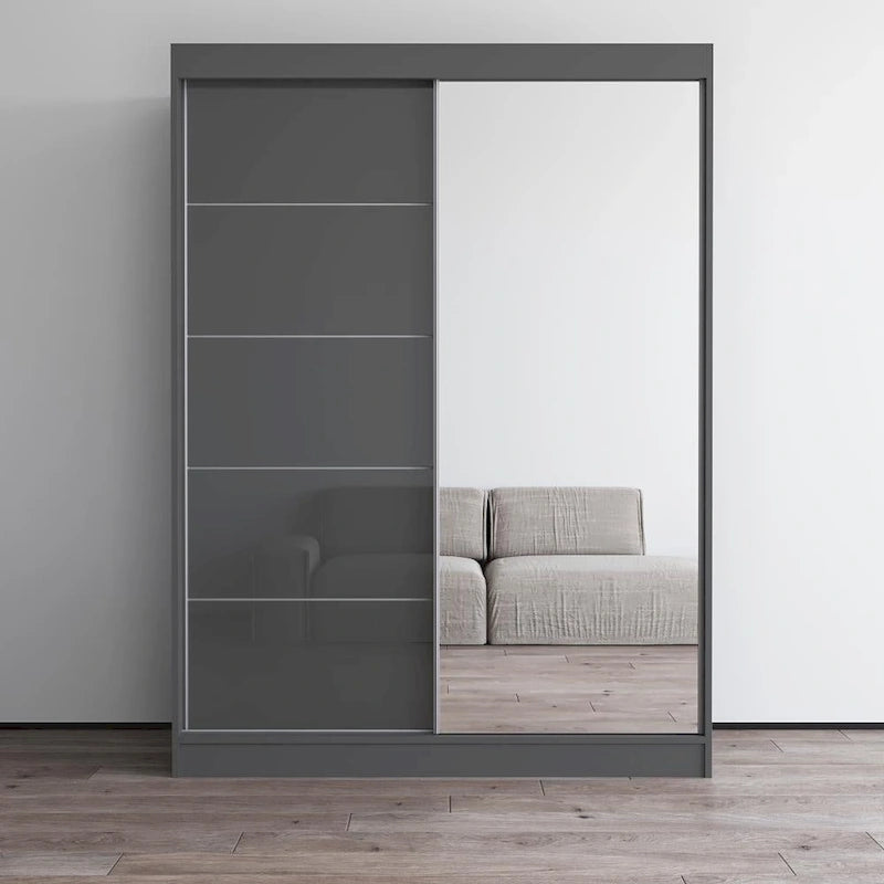 Aria High Gloss 2-door Modern Wardrobe with Mirror