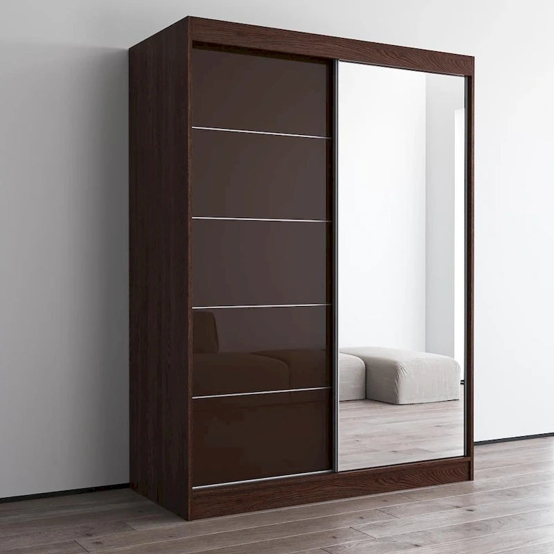 Aria High Gloss 2-door Modern Wardrobe with Mirror