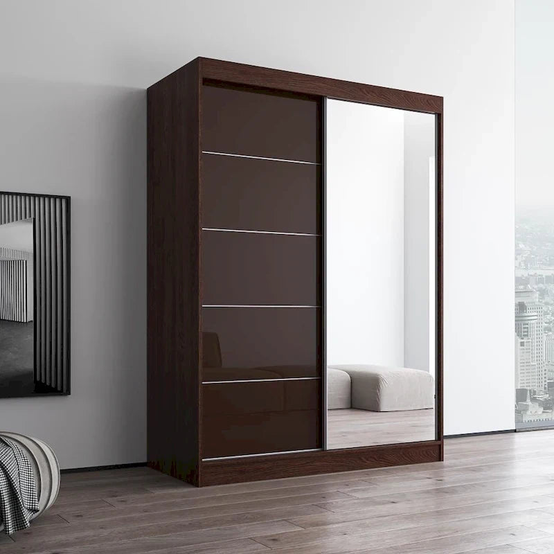 Aria High Gloss 2-door Modern Wardrobe with Mirror