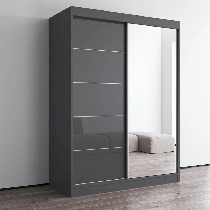Aria High Gloss 2-door Modern Wardrobe with Mirror