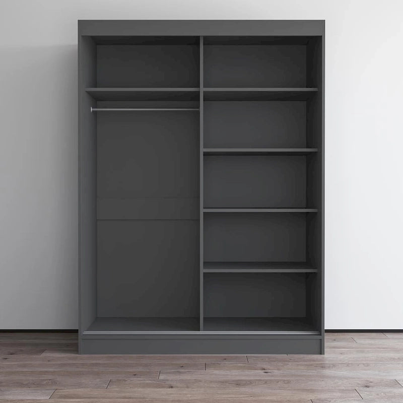 Aria High Gloss 2-door Modern Wardrobe with Mirror