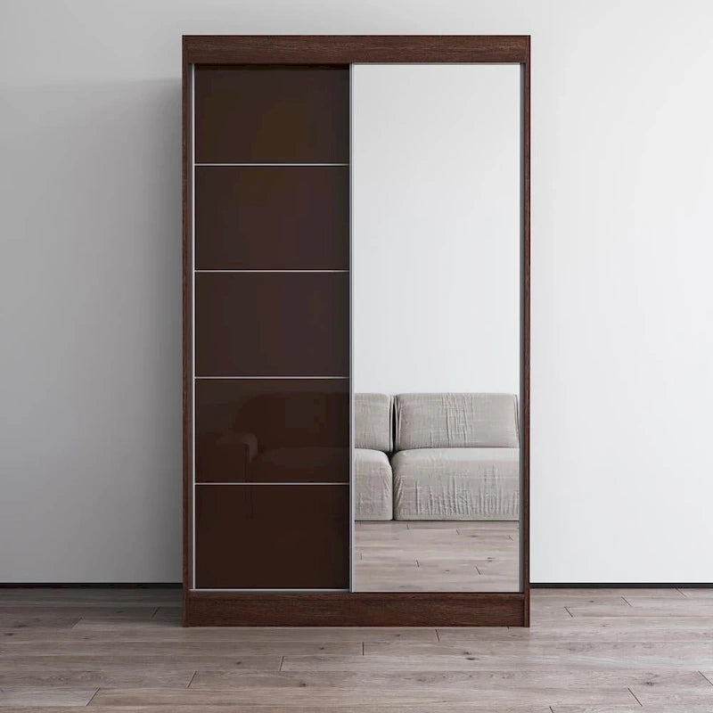 Aria High Gloss 2-door Modern Wardrobe with Mirror