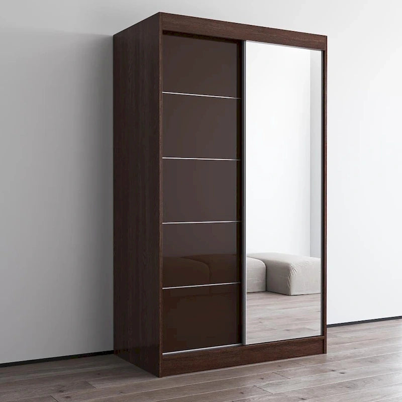 Aria High Gloss 2-door Modern Wardrobe with Mirror