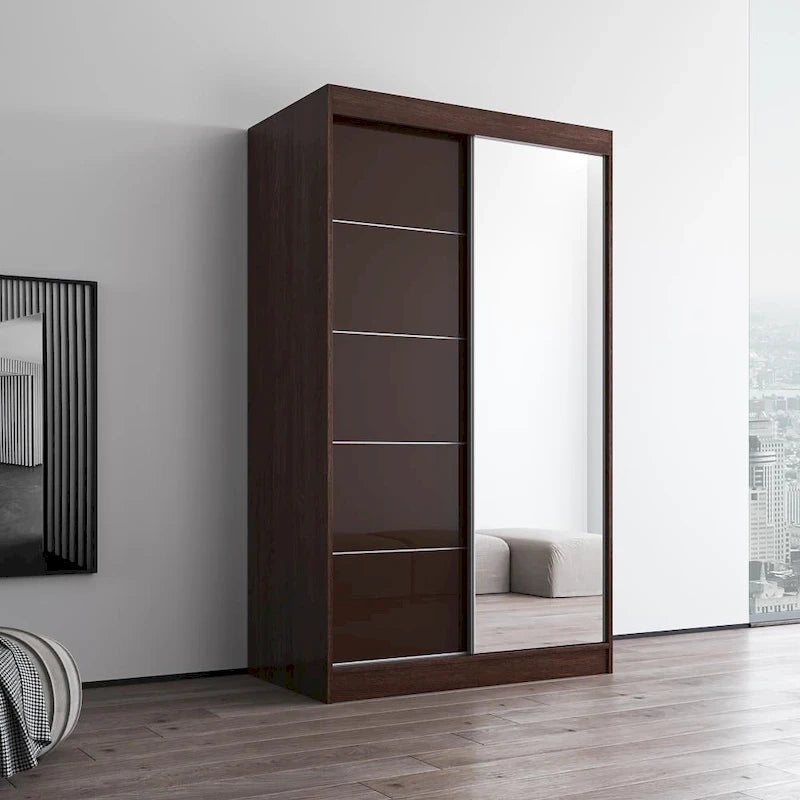 Aria High Gloss 2-door Modern Wardrobe with Mirror