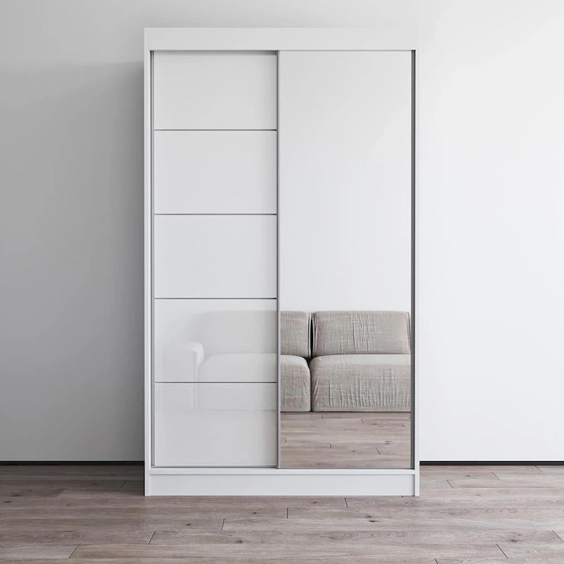 Aria High Gloss 2-door Modern Wardrobe with Mirror