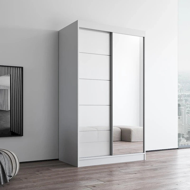 Aria High Gloss 2-door Modern Wardrobe with Mirror