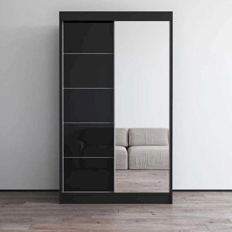Aria High Gloss 2-door Modern Wardrobe with Mirror