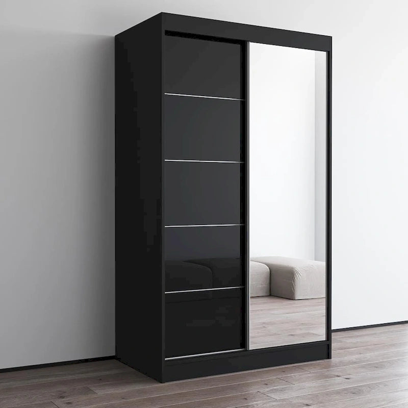 Aria High Gloss 2-door Modern Wardrobe with Mirror