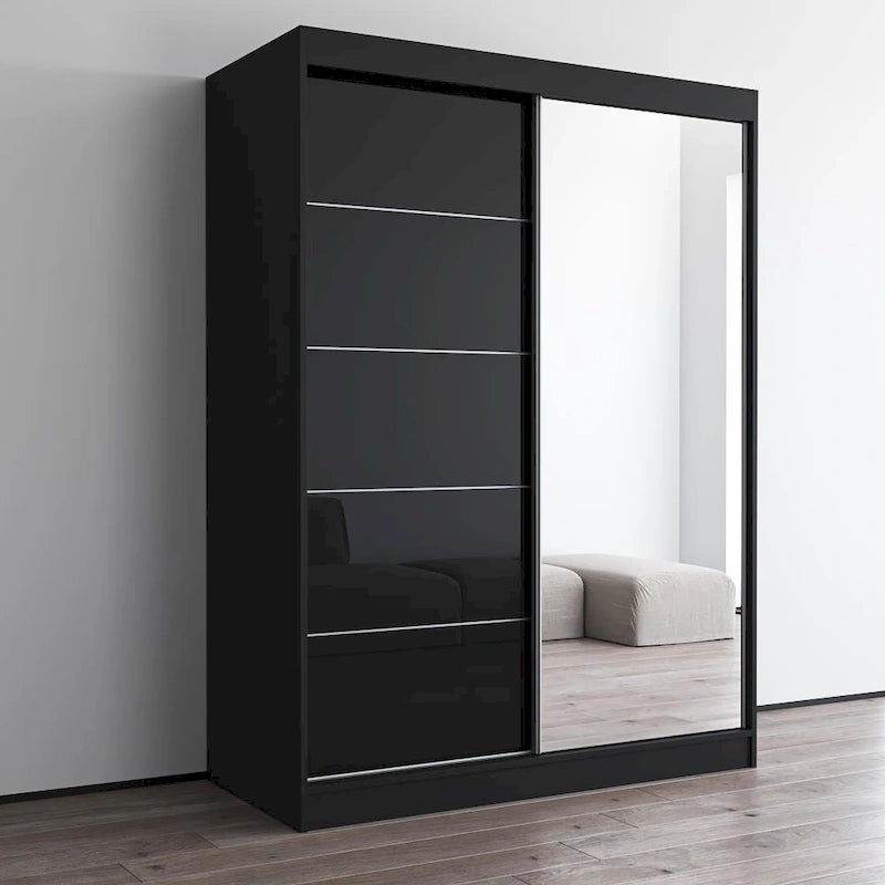 Aria High Gloss 2-door Modern Wardrobe with Mirror