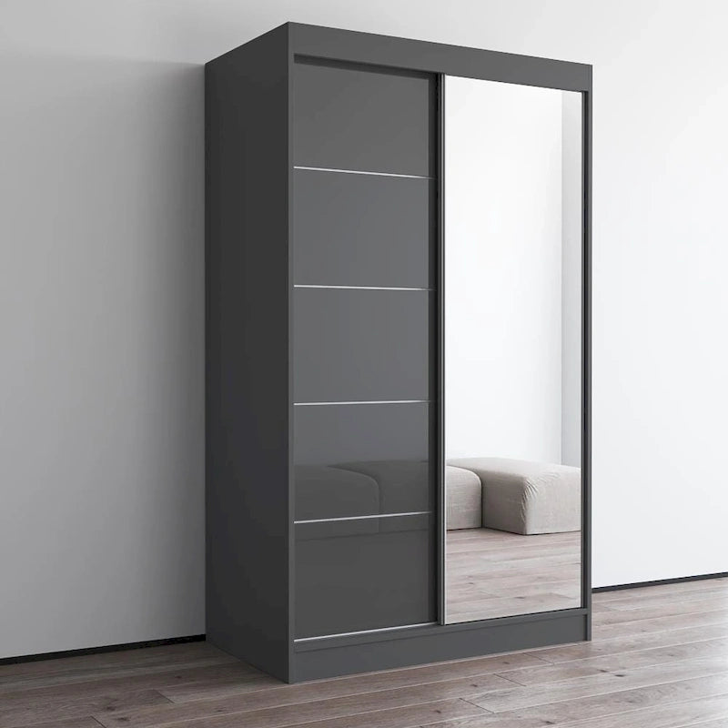 Aria High Gloss 2-door Modern Wardrobe with Mirror