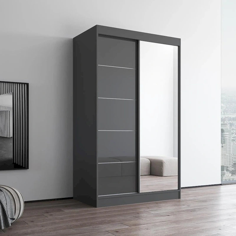 Aria High Gloss 2-door Modern Wardrobe with Mirror