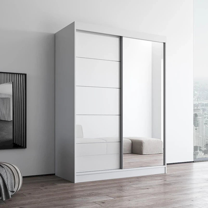 Aria High Gloss 2-door Modern Wardrobe with Mirror
