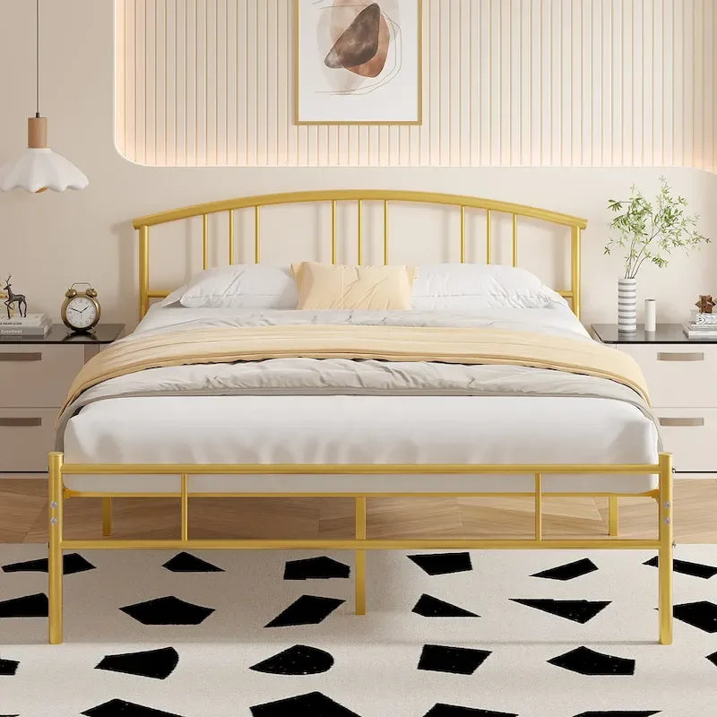 14 Inch Bed Frames Metal Platform Bed with Spindle Headboard Footboard/Mattress Foundation/No Box Spring Needed