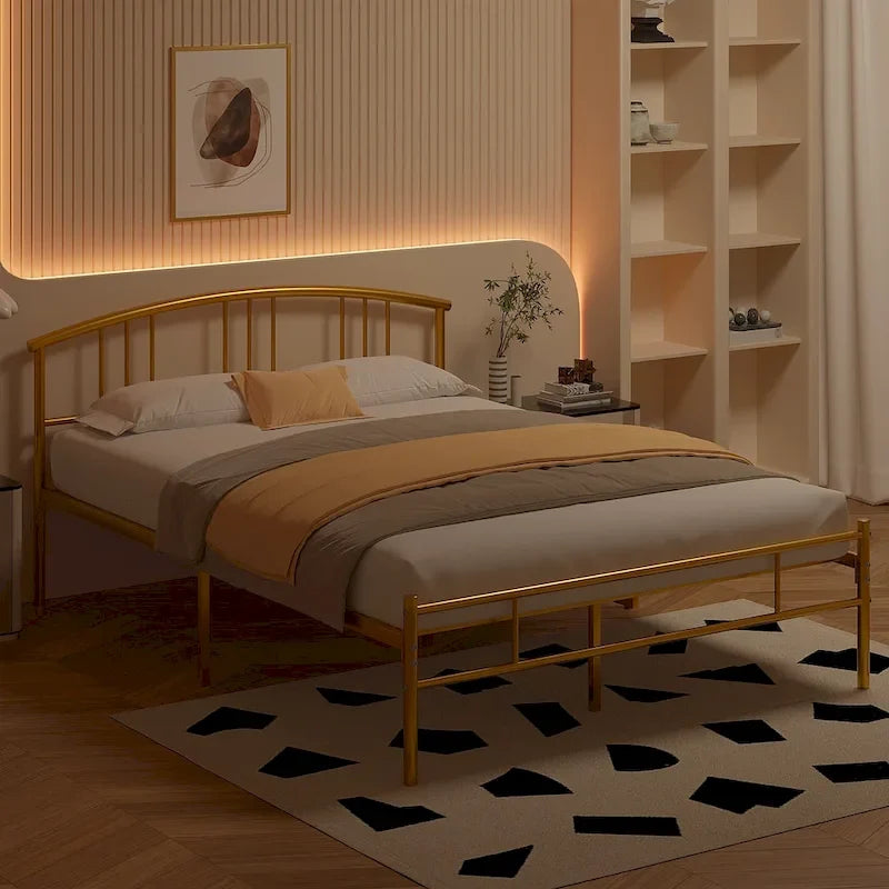 14 Inch Bed Frames Metal Platform Bed with Spindle Headboard Footboard/Mattress Foundation/No Box Spring Needed