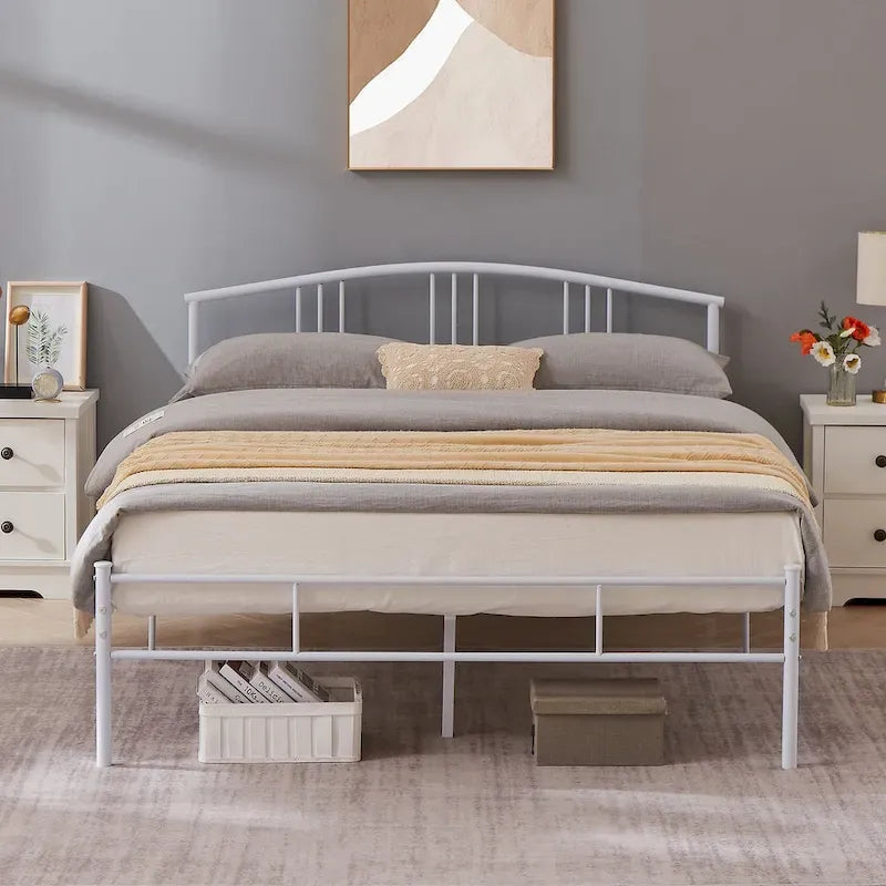 14 Inch Bed Frames Metal Platform Bed with Spindle Headboard Footboard/Mattress Foundation/No Box Spring Needed