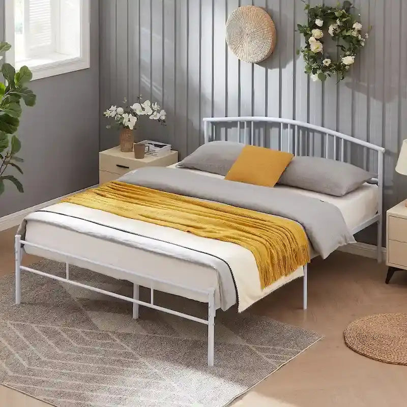 14 Inch Bed Frames Metal Platform Bed with Spindle Headboard Footboard/Mattress Foundation/No Box Spring Needed
