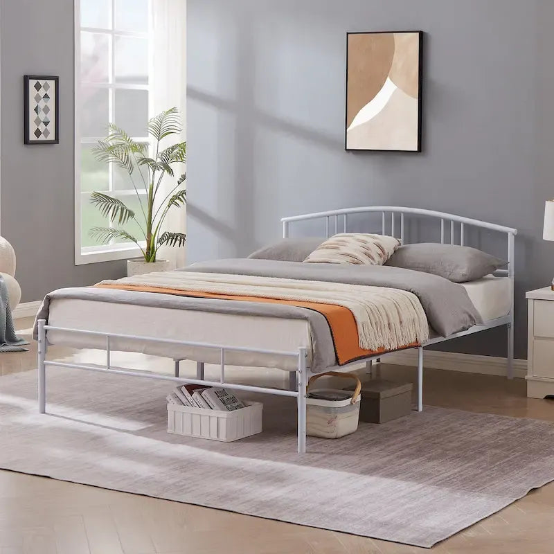 14 Inch Bed Frames Metal Platform Bed with Spindle Headboard Footboard/Mattress Foundation/No Box Spring Needed