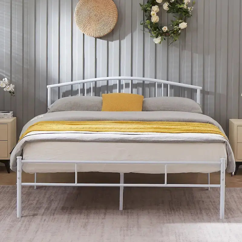 14 Inch Bed Frames Metal Platform Bed with Spindle Headboard Footboard/Mattress Foundation/No Box Spring Needed