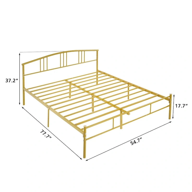 14 Inch Bed Frames Metal Platform Bed with Spindle Headboard Footboard/Mattress Foundation/No Box Spring Needed