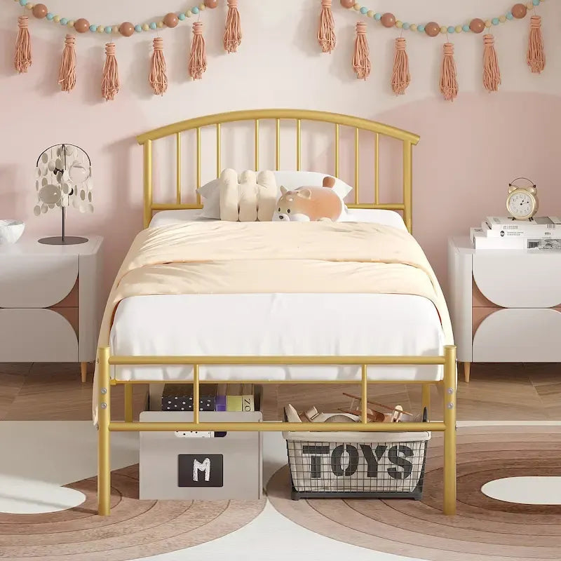 14 Inch Bed Frames Metal Platform Bed with Spindle Headboard Footboard/Mattress Foundation/No Box Spring Needed