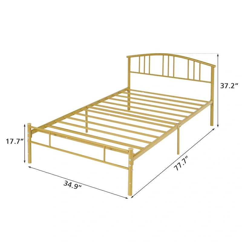 14 Inch Bed Frames Metal Platform Bed with Spindle Headboard Footboard/Mattress Foundation/No Box Spring Needed