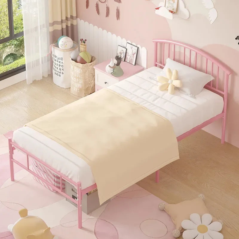 14 Inch Bed Frames Metal Platform Bed with Spindle Headboard Footboard/Mattress Foundation/No Box Spring Needed