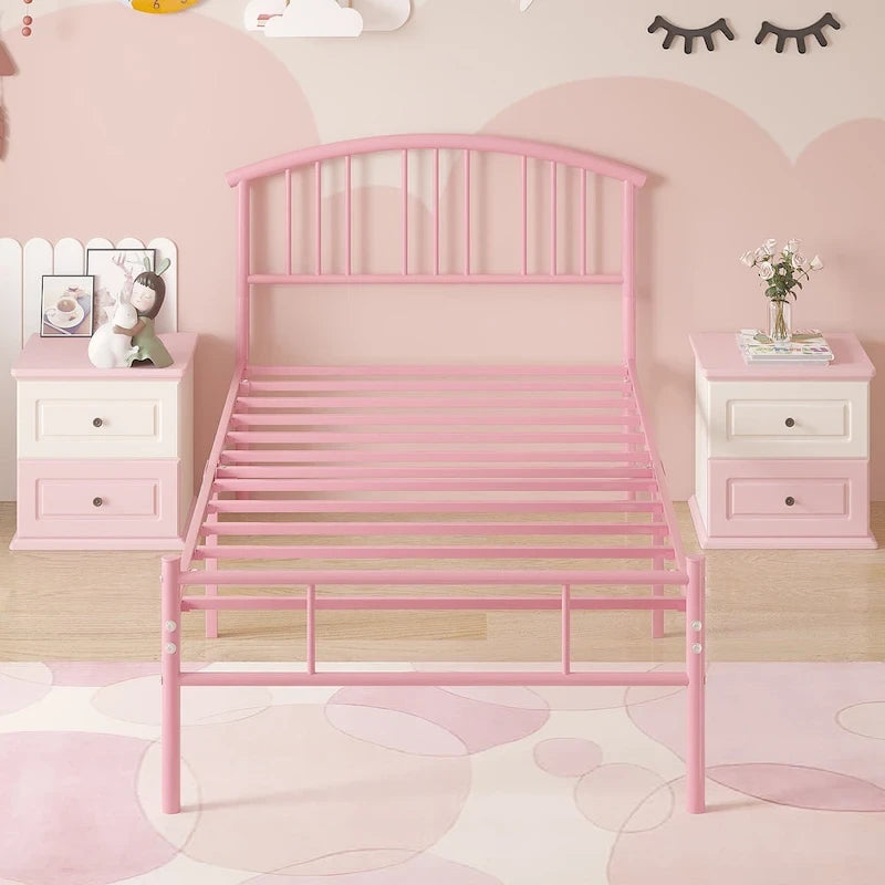 14 Inch Bed Frames Metal Platform Bed with Spindle Headboard Footboard/Mattress Foundation/No Box Spring Needed