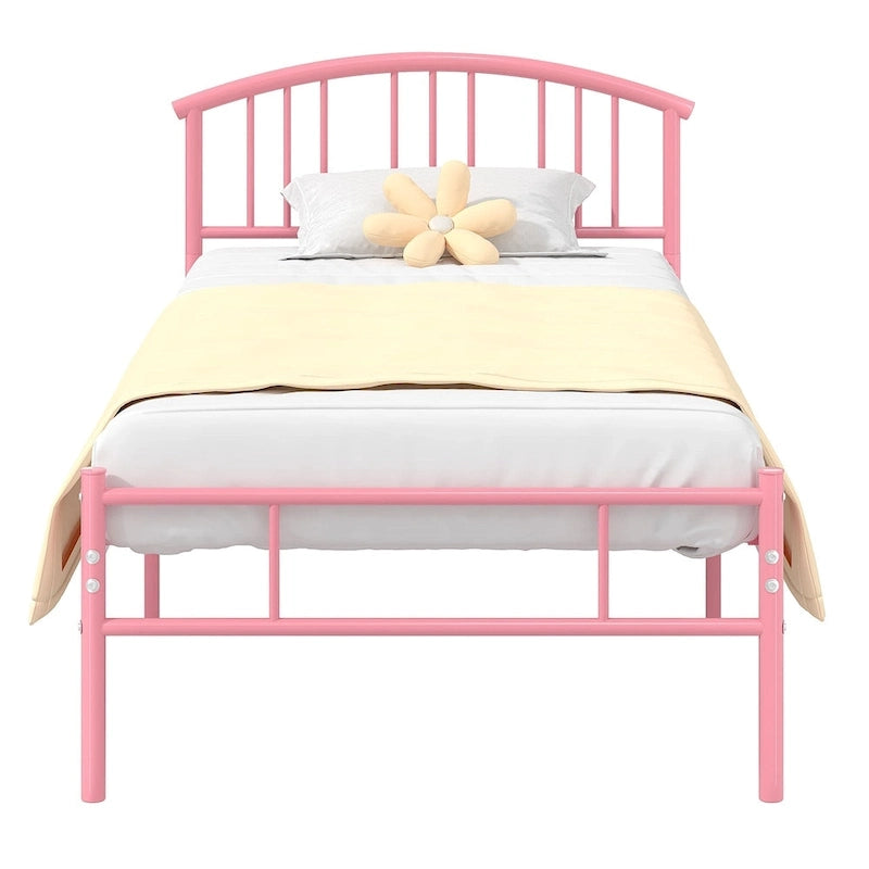 14 Inch Bed Frames Metal Platform Bed with Spindle Headboard Footboard/Mattress Foundation/No Box Spring Needed