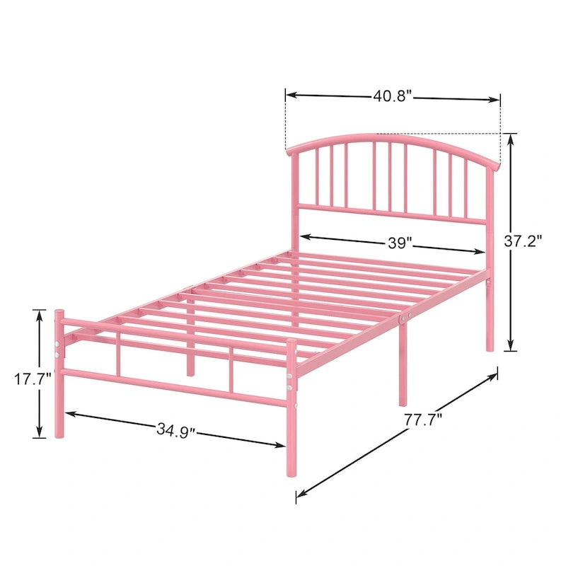 14 Inch Bed Frames Metal Platform Bed with Spindle Headboard Footboard/Mattress Foundation/No Box Spring Needed