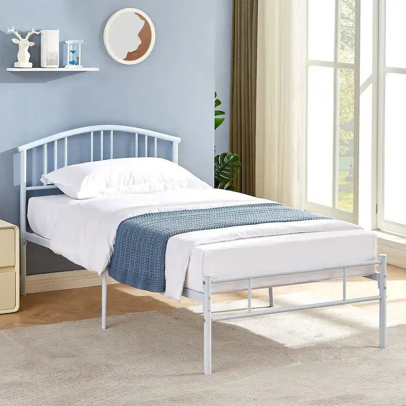 14 Inch Bed Frames Metal Platform Bed with Spindle Headboard Footboard/Mattress Foundation/No Box Spring Needed