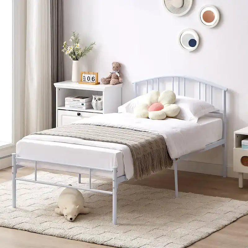 14 Inch Bed Frames Metal Platform Bed with Spindle Headboard Footboard/Mattress Foundation/No Box Spring Needed