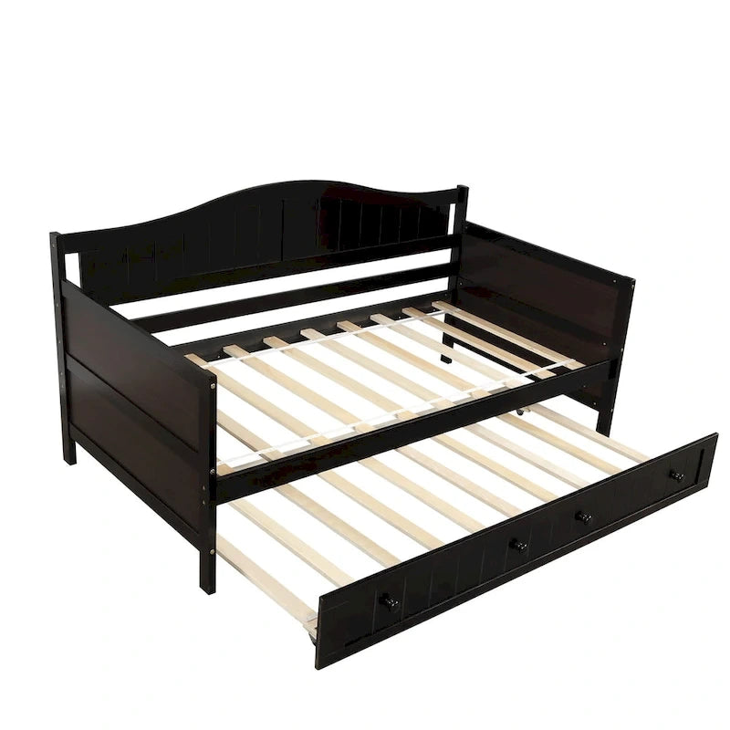 Nestfair Twin Size Wooden Daybed with Trundle Bed