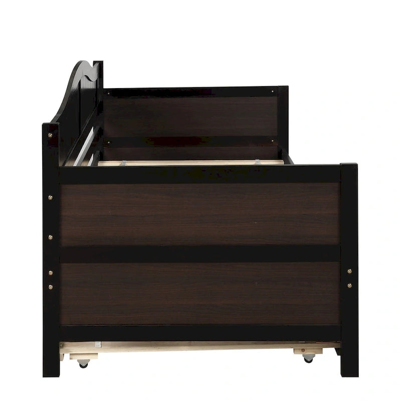 Nestfair Twin Size Wooden Daybed with Trundle Bed