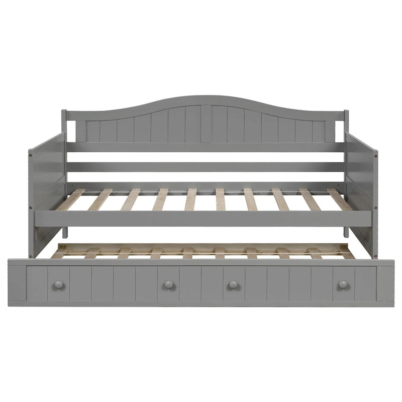 Nestfair Twin Size Wooden Daybed with Trundle Bed