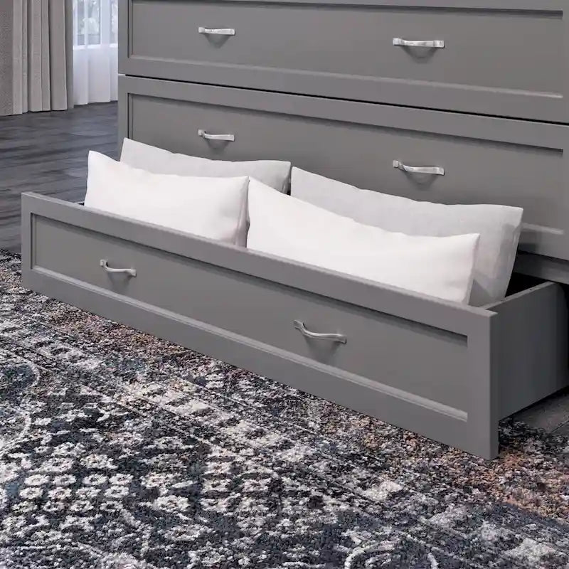 Northfield Full Murphy Bed Chest with Mattress in Grey