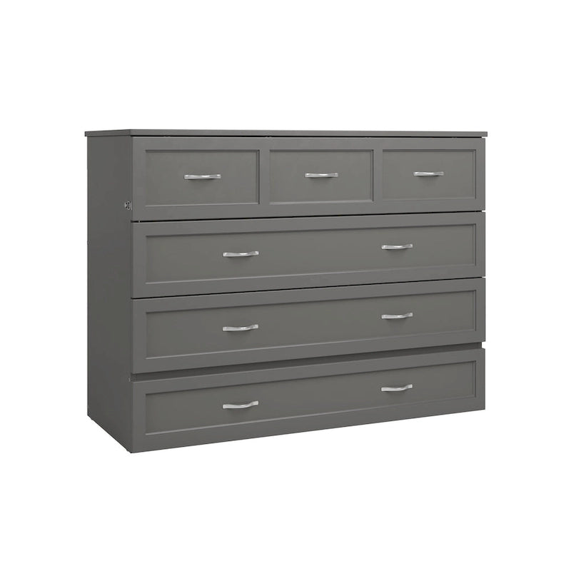 Northfield Full Murphy Bed Chest with Mattress in Grey