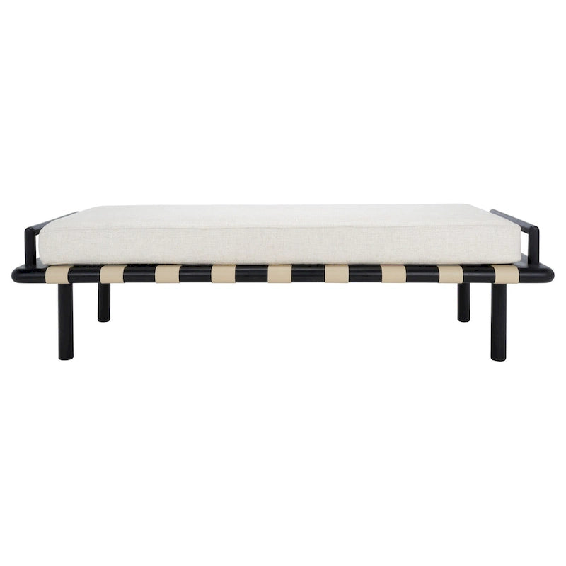 SAFAVIEH Couture Grizelda Teak Cushion Bench - 70 In W x 26 In D x 19 In H - 70Wx26Dx19H