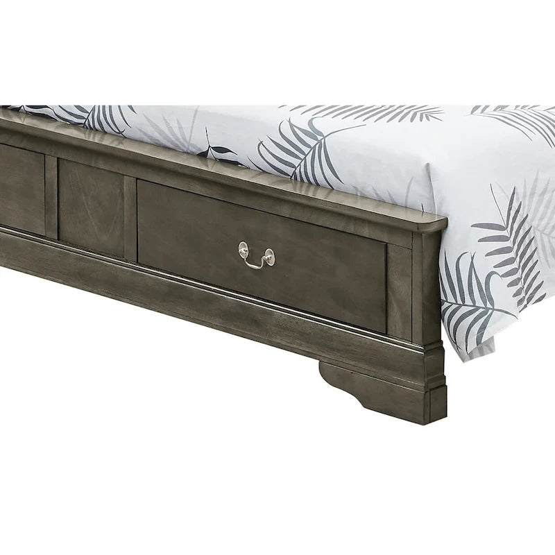 Louis Philippe King Storage Wood Panel Bed