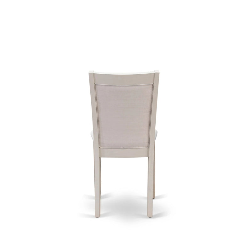 East West Furniture Dining Table Set- a Wooden Table and Cream Linen Fabric Parsons Chairs, Linen White(Pieces Options)