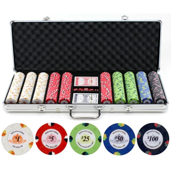 13.5-gram 500-piece Monaco Casino Clay Poker Chips Set