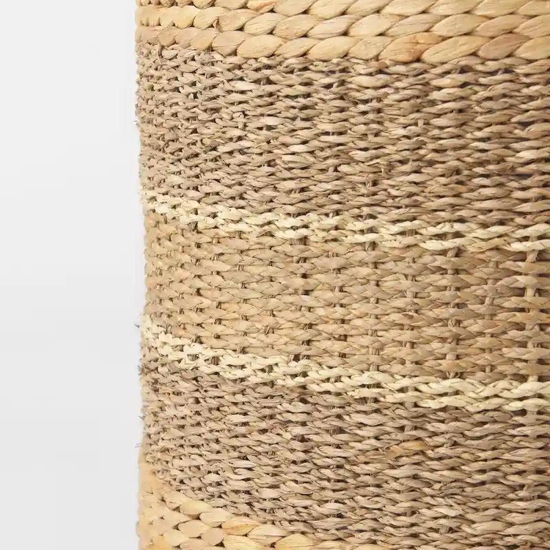 Mercana Maya Brown Striped Seagrass Round Coffee Table Pouf