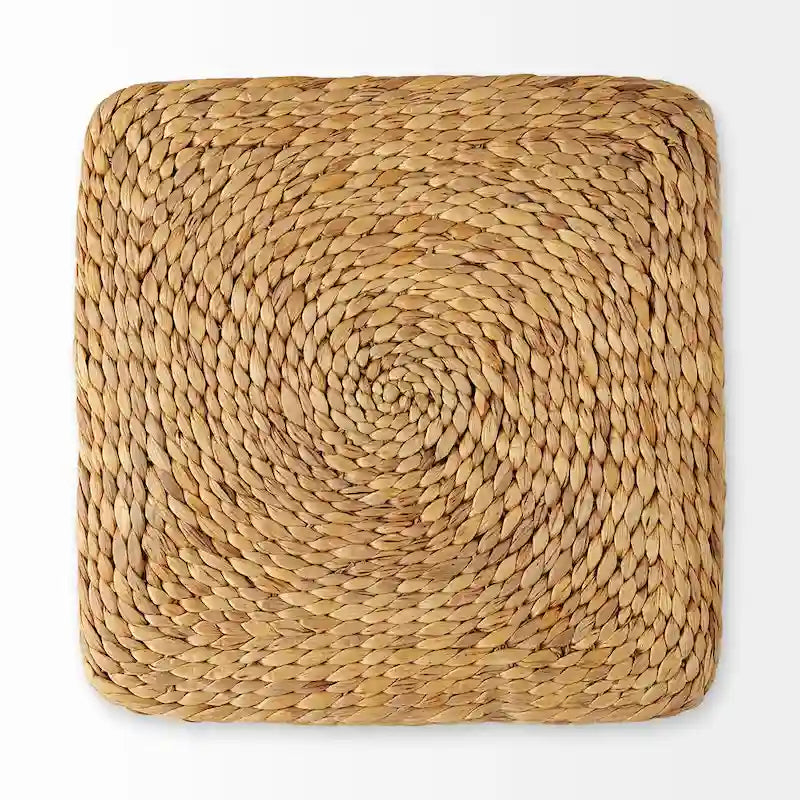 Mercana Maya Brown Striped Seagrass Round Coffee Table Pouf