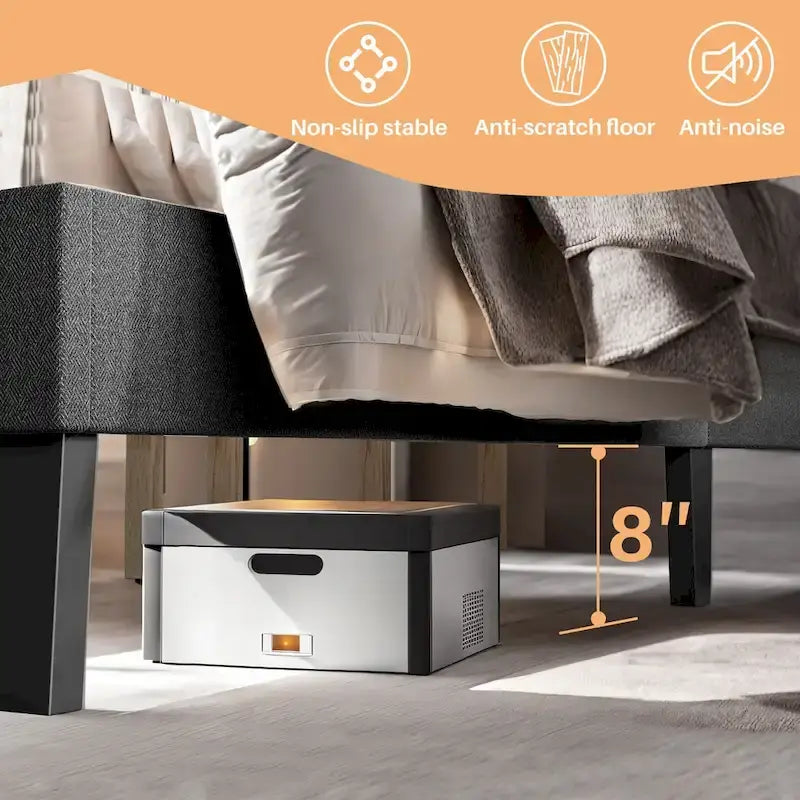 Queen Size Platform Bed Frame with Fabric Upholstered Headboard and Wooden Slats Support, No Box Spring Needed/Easy Assembly