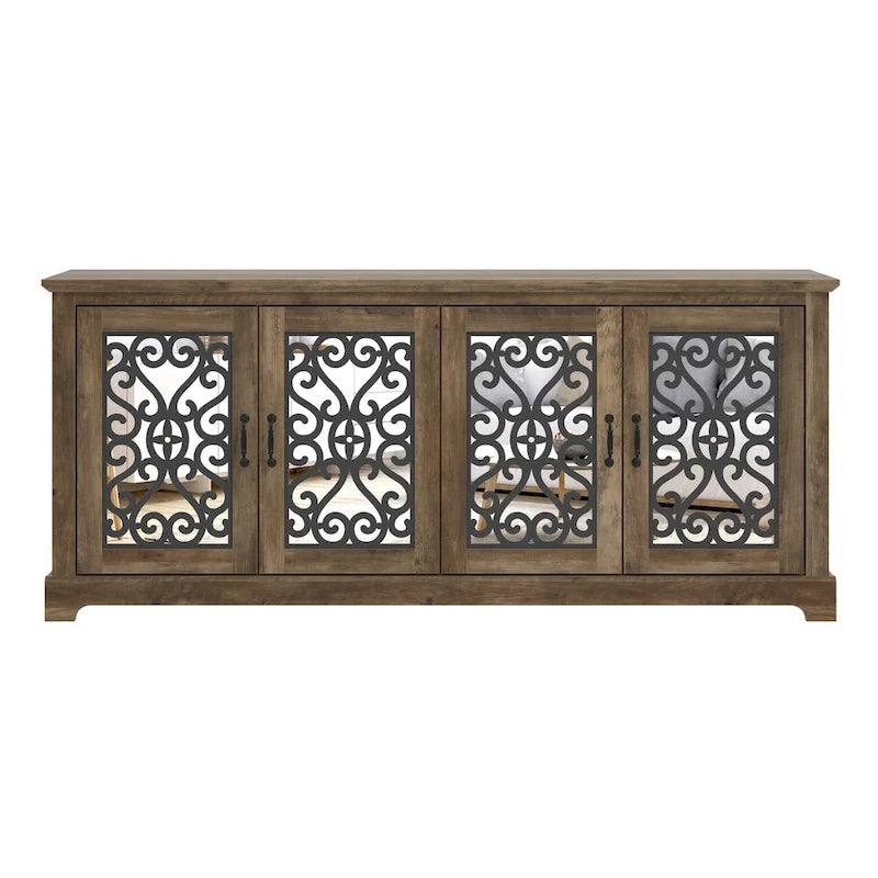 GALANO Calidia 68.2 in. Grey Stone 4-Door Wide TV Stand for TVs up to 75 in. - 68.2L x 17.1W x 29.3H