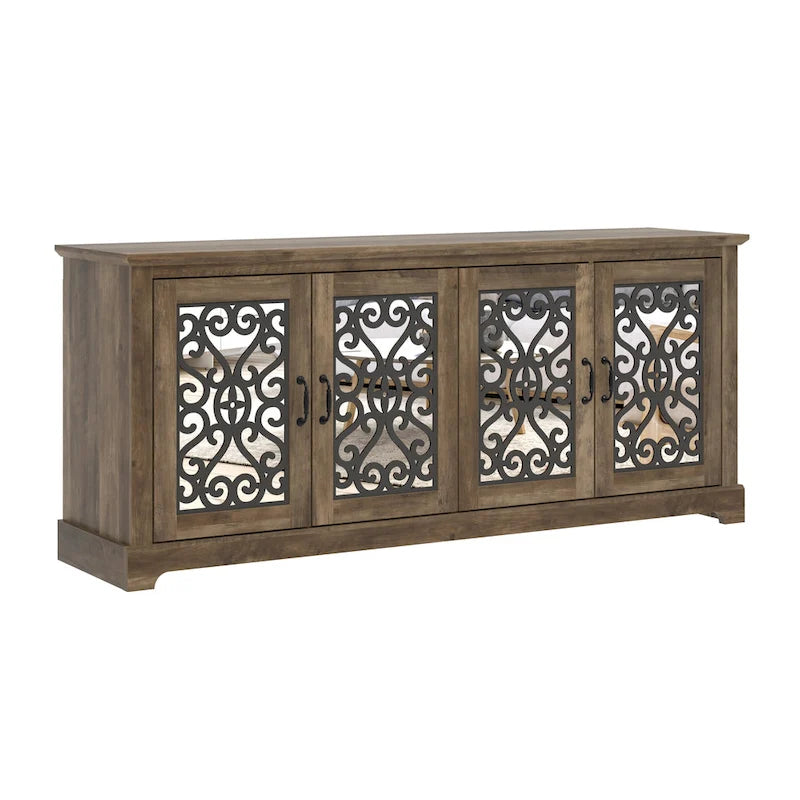 GALANO Calidia 68.2 in. Grey Stone 4-Door Wide TV Stand for TVs up to 75 in. - 68.2L x 17.1W x 29.3H