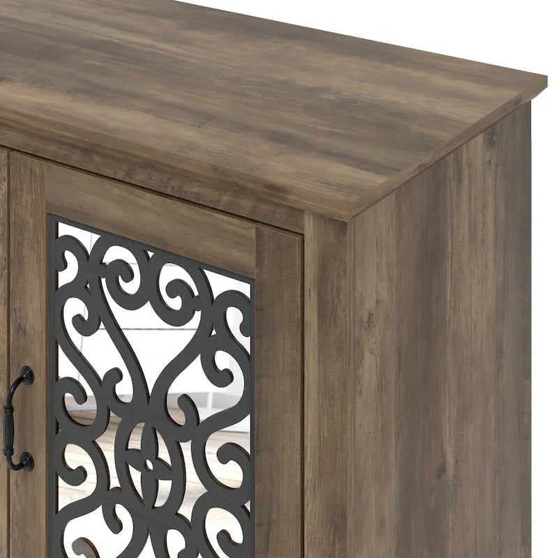 GALANO Calidia 68.2 in. Grey Stone 4-Door Wide TV Stand for TVs up to 75 in. - 68.2L x 17.1W x 29.3H