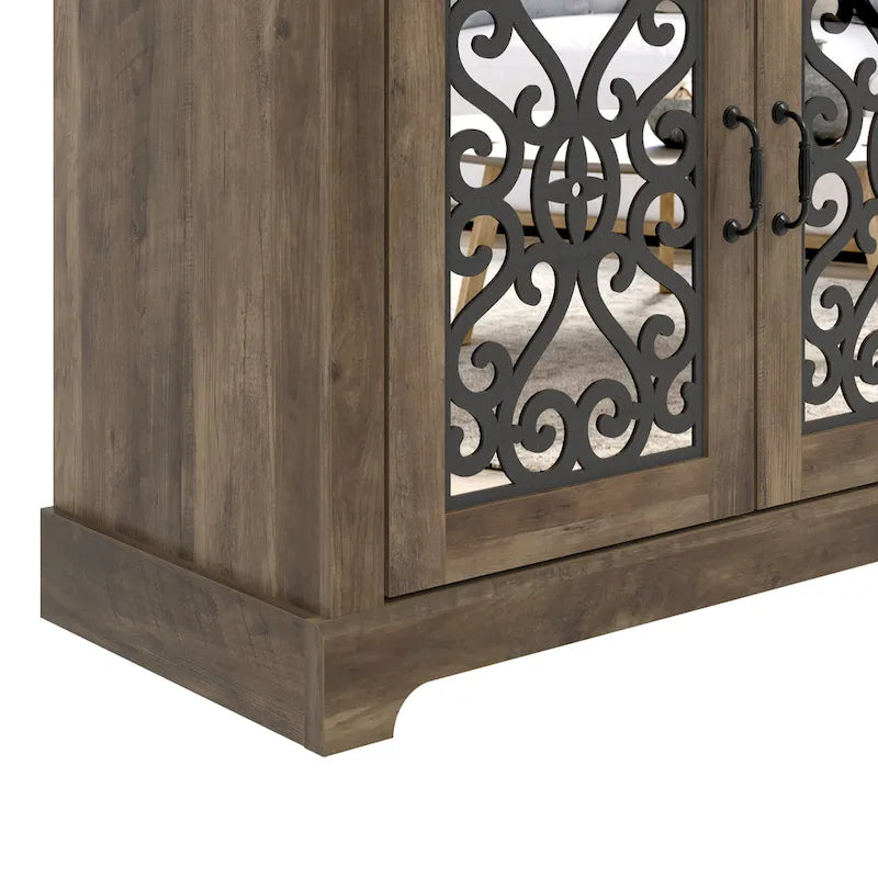 GALANO Calidia 68.2 in. Grey Stone 4-Door Wide TV Stand for TVs up to 75 in. - 68.2L x 17.1W x 29.3H