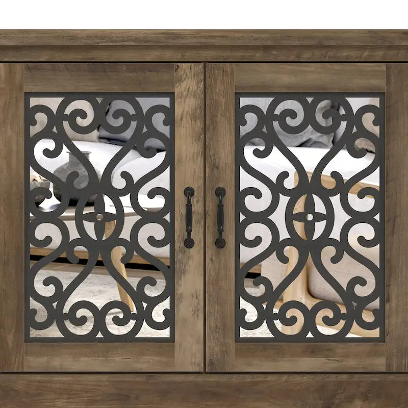 GALANO Calidia 68.2 in. Grey Stone 4-Door Wide TV Stand for TVs up to 75 in. - 68.2L x 17.1W x 29.3H