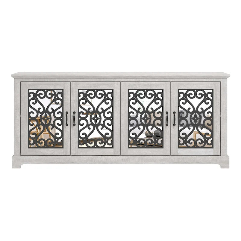 GALANO Calidia 68.2 in. Grey Stone 4-Door Wide TV Stand for TVs up to 75 in. - 68.2L x 17.1W x 29.3H