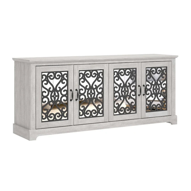 GALANO Calidia 68.2 in. Grey Stone 4-Door Wide TV Stand for TVs up to 75 in. - 68.2L x 17.1W x 29.3H